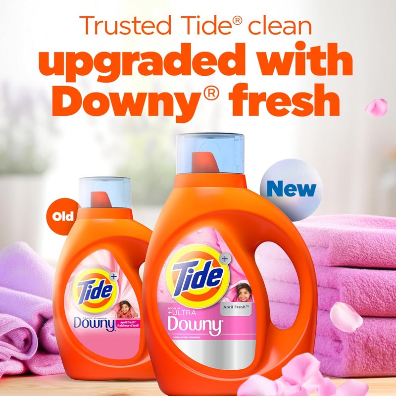 Tide Plus Boost of Ultra Downy Liquid Laundry Detergent, April Fresh Scent, 92 fl oz, 65 Loads, Laundry Detergent Liquid with Long-Lasting Freshness - Image 2
